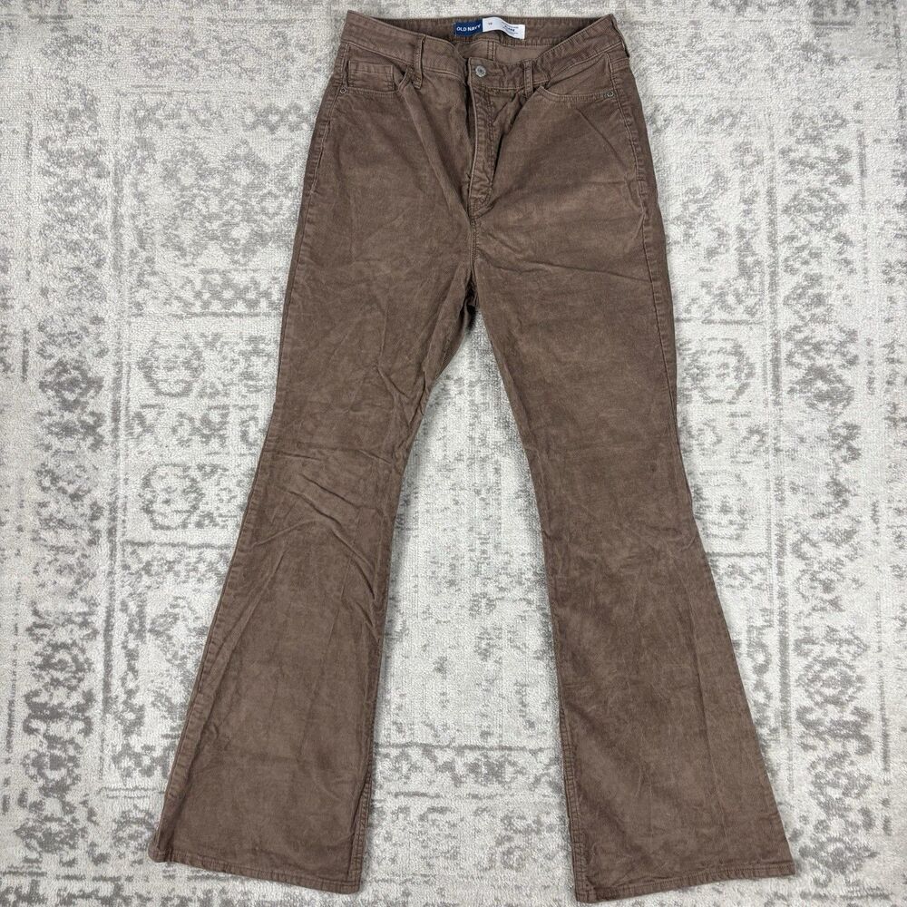 Old Navy Pants Y2K Higher High Rise Flare Smooth Pockets Corduroy Brown Size 10